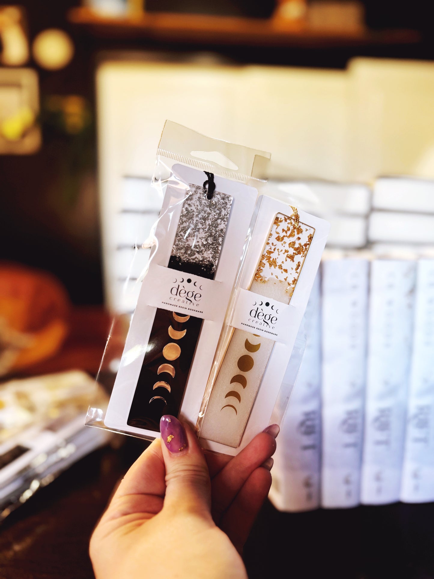 Moon Phase Resin Bookmark